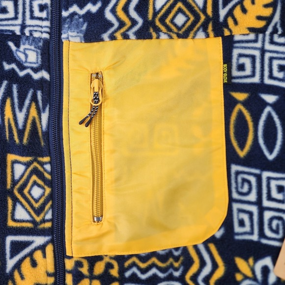 Body Glove Full-Zip Fleece Jacket Mens Size‎ Large Blue Yellow Pocket Sweatshirt - Picture 4 of 16
